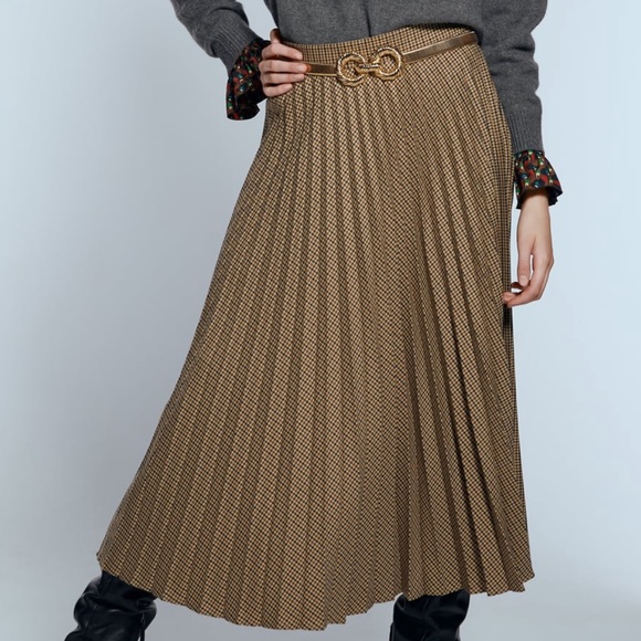 Plaid Work Skirt Pleated - Picture 1 of 2